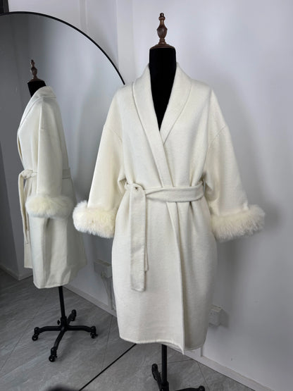 TARUXY Fox Fur Woolen Coats Women's Short Coat Office Lady Removable Elegant Double-sided Wool Overcoat 2025 New Cardigan Jacket