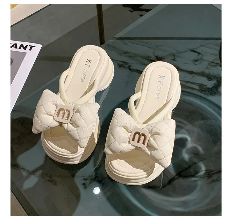2024 summer New Fashion Women Shoes Slippers Comfortable Platform Shoe High Heels Leisure flower outdoor beach Slipper Women