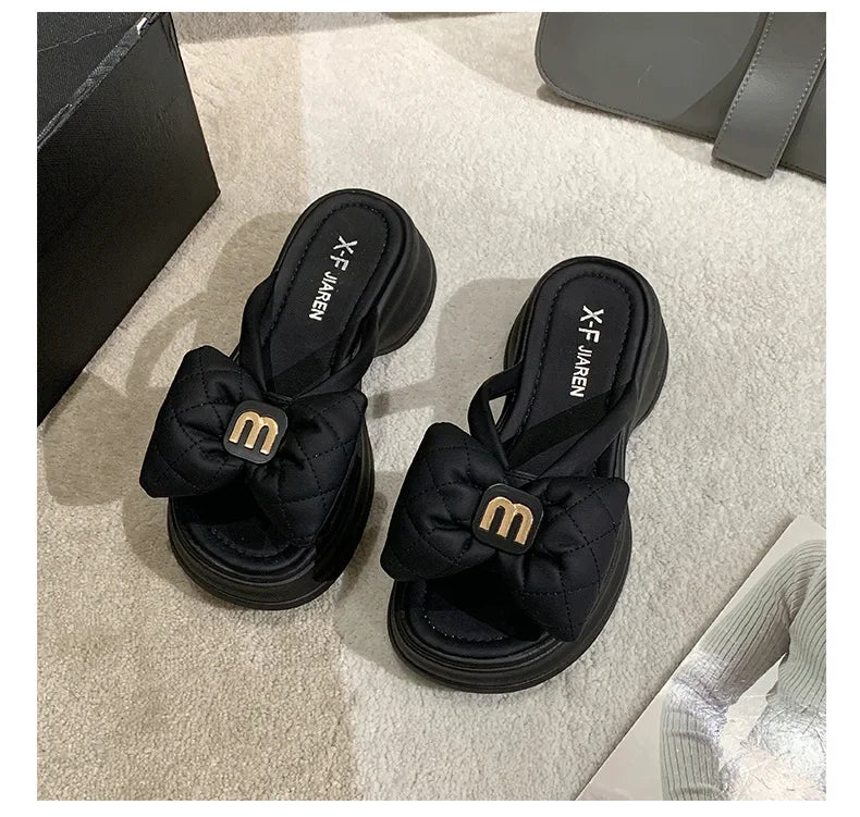 2024 summer New Fashion Women Shoes Slippers Comfortable Platform Shoe High Heels Leisure flower outdoor beach Slipper Women