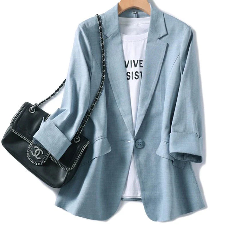 2026 Spring Summer New Temperament Versatile Large Size Women's Small Blazer Coat Loose Elegant FemaleThin  Blazer Jacket 4XL