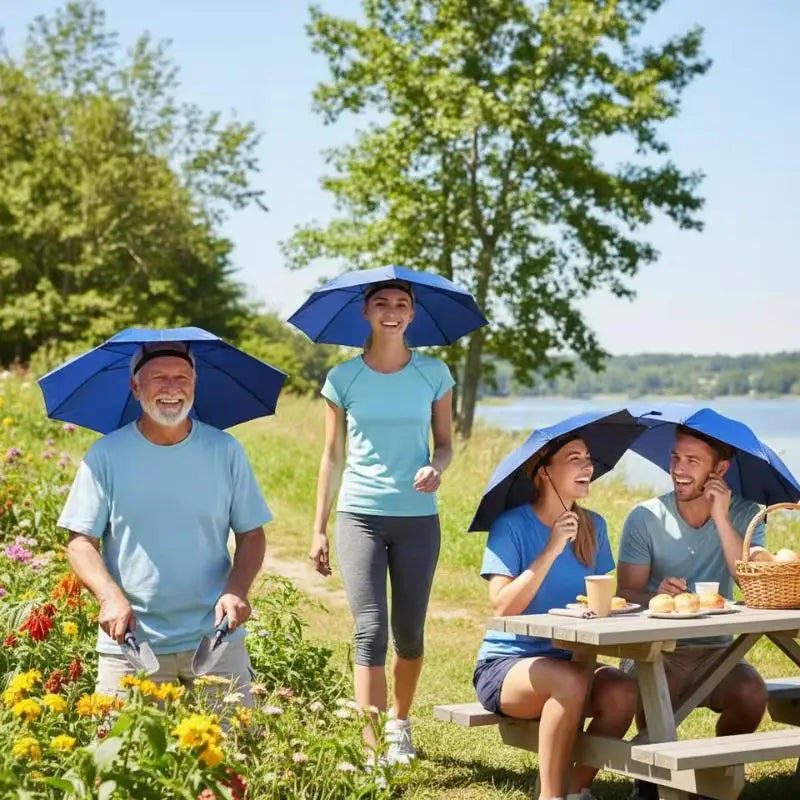 Foldable Head Umbrella Hat Windproof Fishing Head Wearing Sunshade Rain Gear Outdoor Portable Umbrella Camping Beach Head Hats