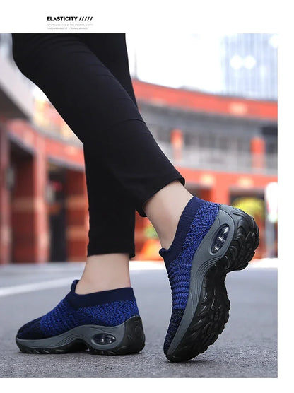 Women Sneakers Summer Fashion Black Sports Casual Shoes Breathable Mesh Lightweight Air Cushion Non-Slip Running Shoe Zapatillas