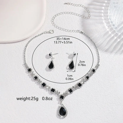 Simple and Atmospheric Water Droplet Necklace Earrings Two-Piece Set as a Surprise Birthday Gift for Girlfriend and Best Friend