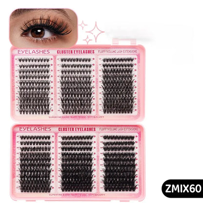 DINGSEN Eyelash Clusters Book Large Capacity Volume Individual Lashes Book Natural Long DIY Cluster Eyelash Extensions Makeup