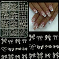 120Pcs/Box 3D Silver Exquisite Bowknot Nail Charms Simple Alloy Ribbon Bowtie Nail Art Decorations DIY Luxury Manicure Accessory