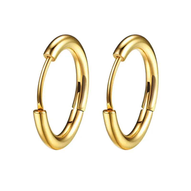 1 Pair Women/Man Stainless Steel Small Hoops Earring Piercing Ear Cartilage Tragus Simple Thin Circle Anti-allergic Ear Buckle