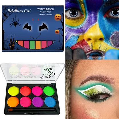 8 Colors Body Painting Palette for Tattoo Art UV Glow in The Dark Makeup Carnival Artist Cosplay Art Party Festival Cosmetics
