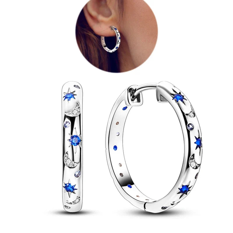 Genuine 925 Sterling Silver Love Feather Earrings Fit Original Charms Hoop For Women Girls Stud Earring Fine Jewelry Gifts