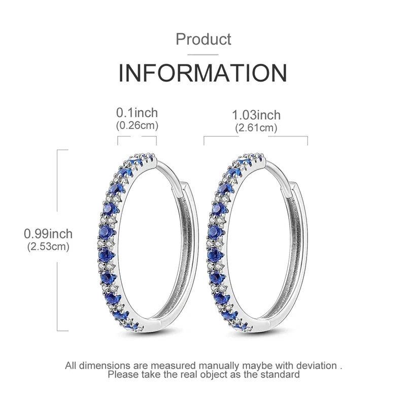 925 Sterling Silver Hoop Earring For Woman Night Sky Blue Purple Gemstone Original Earrings Fashion Jewelry Gift