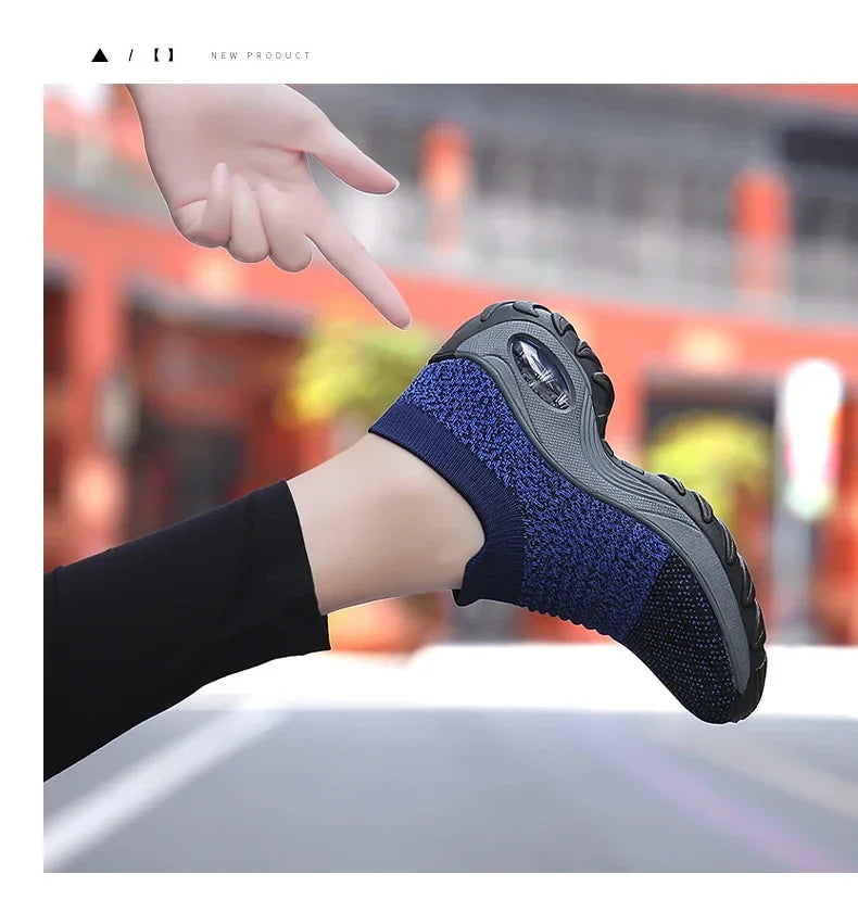 Women Sneakers Summer Fashion Black Sports Casual Shoes Breathable Mesh Lightweight Air Cushion Non-Slip Running Shoe Zapatillas