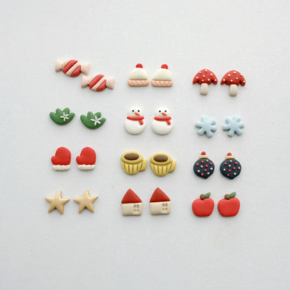Christmas Atmosphere Polymer Clay Earrings Cutter Mold Mini Winter Gloves/House Shape Clay Mould Polymer DIY Clay Jewelry Tools