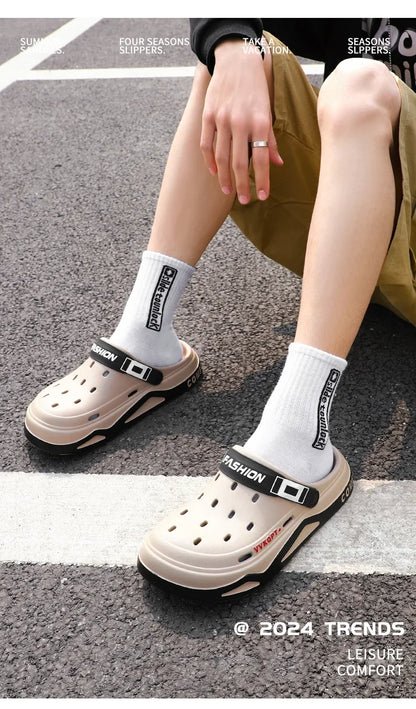 New fashion sandals Men's EVA casual comfortable hole garden shoes outdoor men's beach sandals indoor home unisex slippers
