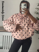 Casual Polka Dot Drawstring Jacket Women Lace Up Stand Collar Full Sleeve Single Breast Jacket 2026 Spring Lady Commute Coat New