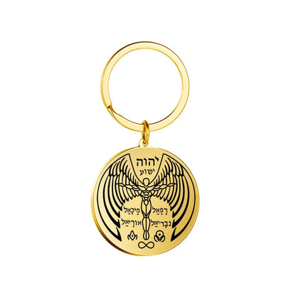 Dawapara Protection Secret Seal of Solomon Pendant Keychain Witchcraft Hexagram Wealth Fortune Amulet Stainless Steel Jewelry