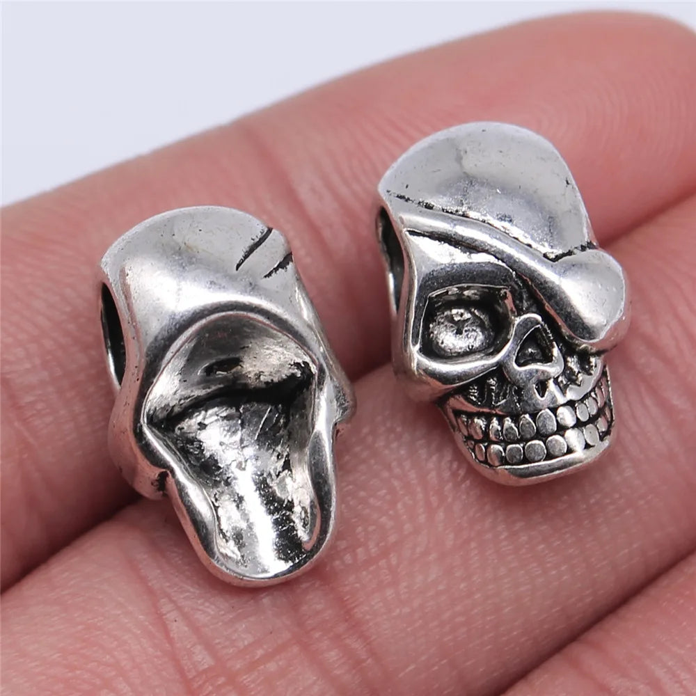 10pcs Skull Beads Beard Loose Beads Spacer Beads Fit Beards Or Hair Decorations Accessories Braid Dreadlock Tube Rings