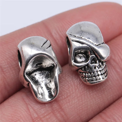 10pcs Skull Beads Beard Loose Beads Spacer Beads Fit Beards Or Hair Decorations Accessories Braid Dreadlock Tube Rings