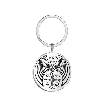 Dawapara Protection Secret Seal of Solomon Pendant Keychain Witchcraft Hexagram Wealth Fortune Amulet Stainless Steel Jewelry