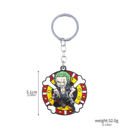 One Piece Luffy Straw Hat Keychain Rotatable Zoro Skull Metal Pendant Role-Playing Decorative Accessories Fan Jewelry Gift