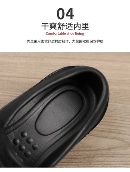 Chef shoes four season new anti slip oil resistant plus size business casual men's work leather shoes fashion comfort soft soled