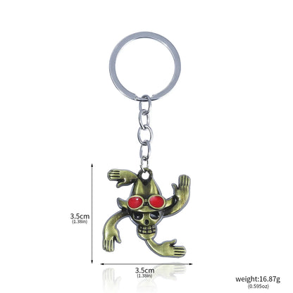 One Piece Luffy Straw Hat Keychain Rotatable Zoro Skull Metal Pendant Role-Playing Decorative Accessories Fan Jewelry Gift