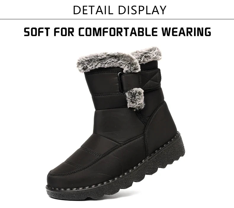 Winter Women Boots Waterproof Snow Boots Plus Size Casual Platform Ankel Boots Warm Fur Women Shoes Antislip Fashion Cotton Shoe