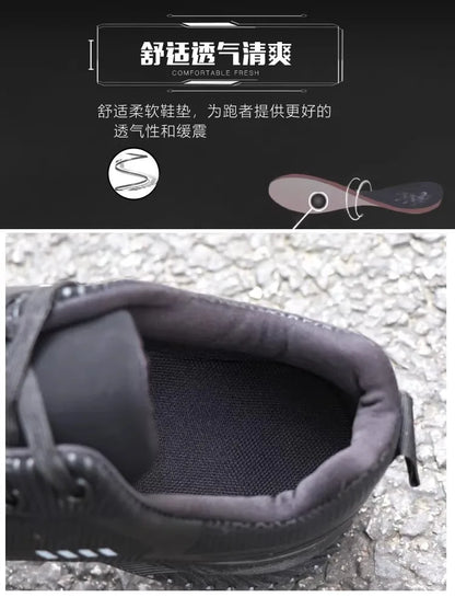 Waterproof Men's Sneakers Casual Running Shoes Soft Bottom Black Leather Sports Shoes