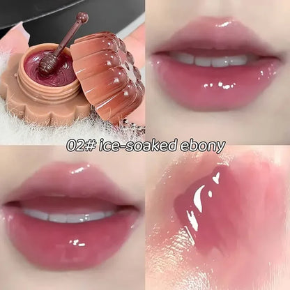 Jelly Solid Water Mirror Lip Gloss Shine Plumping Lip Balm Light Red Brown Natural Lasting Moisturizing Lip Tint Lipstick Makeup