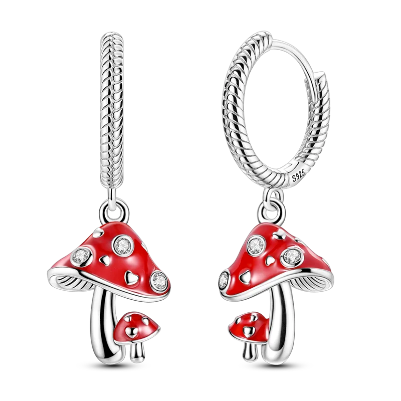 Genuine 925 Sterling Silver Love Feather Earrings Fit Original Charms Hoop For Women Girls Stud Earring Fine Jewelry Gifts