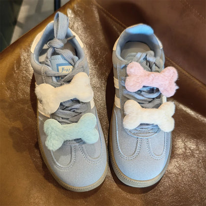Autumn Winter Plush Star Shoelaces Charms for Sneakers Cute Furry Bone Shoe Decorations Charm DIY Detachable Shoes Accessories
