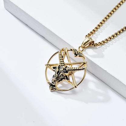 DARHSEN Men Stainless Steel Statement Pendant Necklace Baphomet Goat Satanic Satan Demon Devil Fashion Jewelry