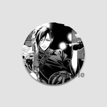 58MM Cartoon Comics Black Butler Creative DIY Badge Tinplate Plastic Pins Button Brooches for Backpack Accessories Jewelry Gifts