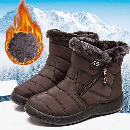 Women's Winter Snow Boots Faux Fur Lined Waterproof Ankle Booties Side Zipper Warm Outdoor Short Boots for Cold Weather