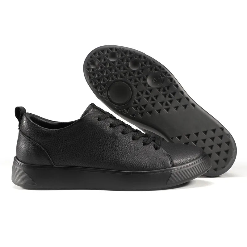Men Casual Leather Shoes, Business Genuine Leather Shoes Men Thick-soled Sports White Versatile Board Shoes