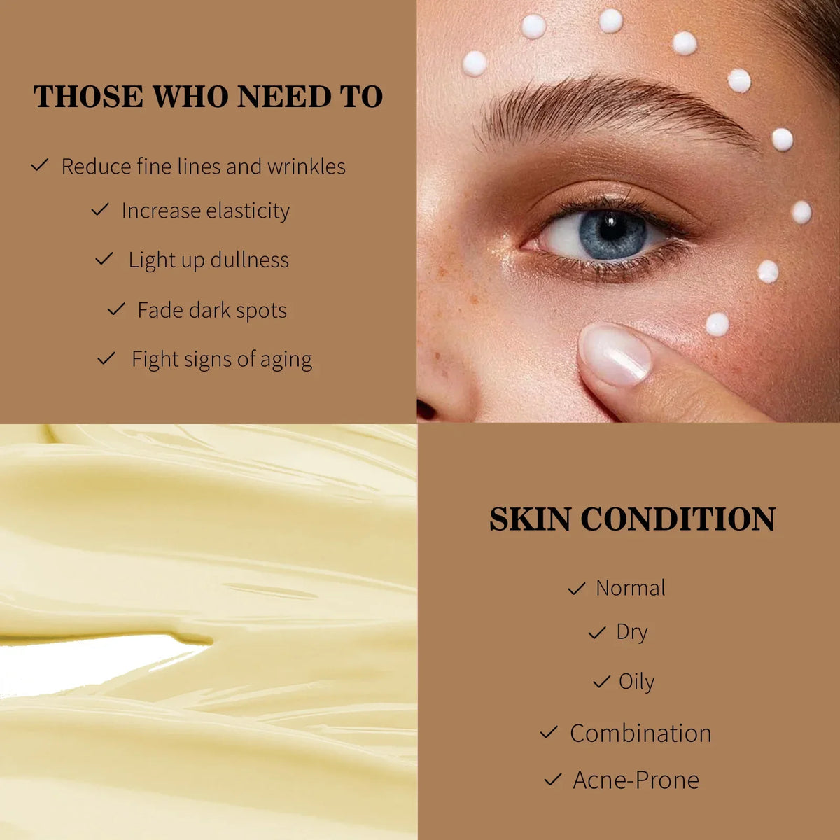 Retinol Eye Cream Anti Wrinkles,Anti Puffiness Remove Dark Circle Eye Bag Hyaluronic Acid Moisturize Peptides Soothe Skin Care