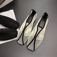 2026 Hollowed-out Mesh Sandals for Women - Summer One-Piece Square-Toe Flat Mary Jane Sandals
