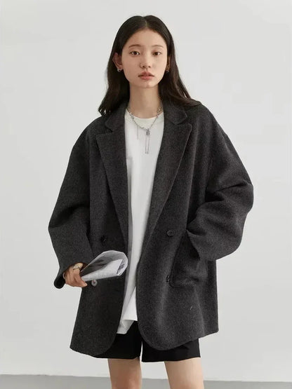 CHIC VEN Women's Woolen Coats Fashion Solid Loose Warm Jackets Korean Casual Office Lady Female Clothing Spring Autumn New 2026