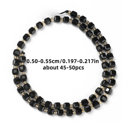Natural Stone Faceted Square Black Agate Cube Spacer Beads For Jewelry Making Diy Bracelet Necklace Beading Accessories