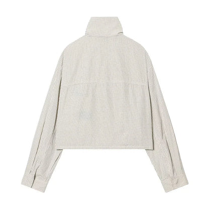 Women's Jackets Coats Spring New Fashion Plaid Stand Collar Long Sleeves Loose Coats Streetwear Female Outerwear Chic Tops