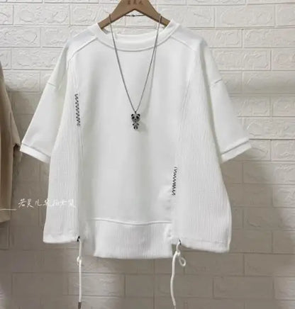 White Hoodie Women Long Sleeve Drawstring Casual Sweatshirts
