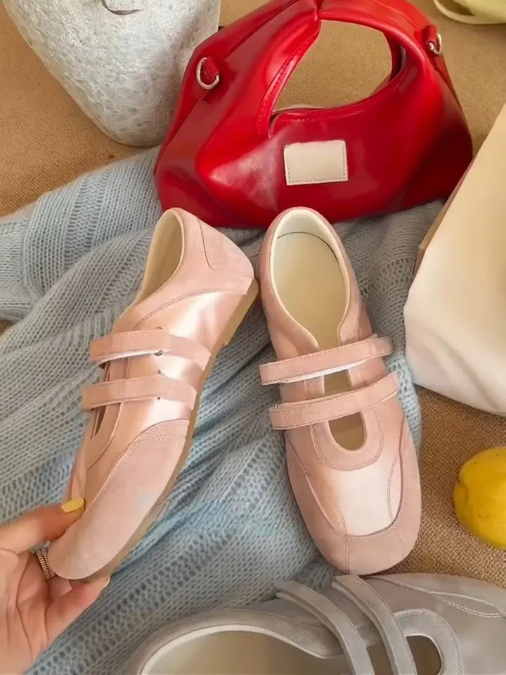 2026 Spring Autumn Women's Mary Janes | French Style Canvas Slip-on Flats | Wide Toe Box Velcro Soft Sole Casual Shoes