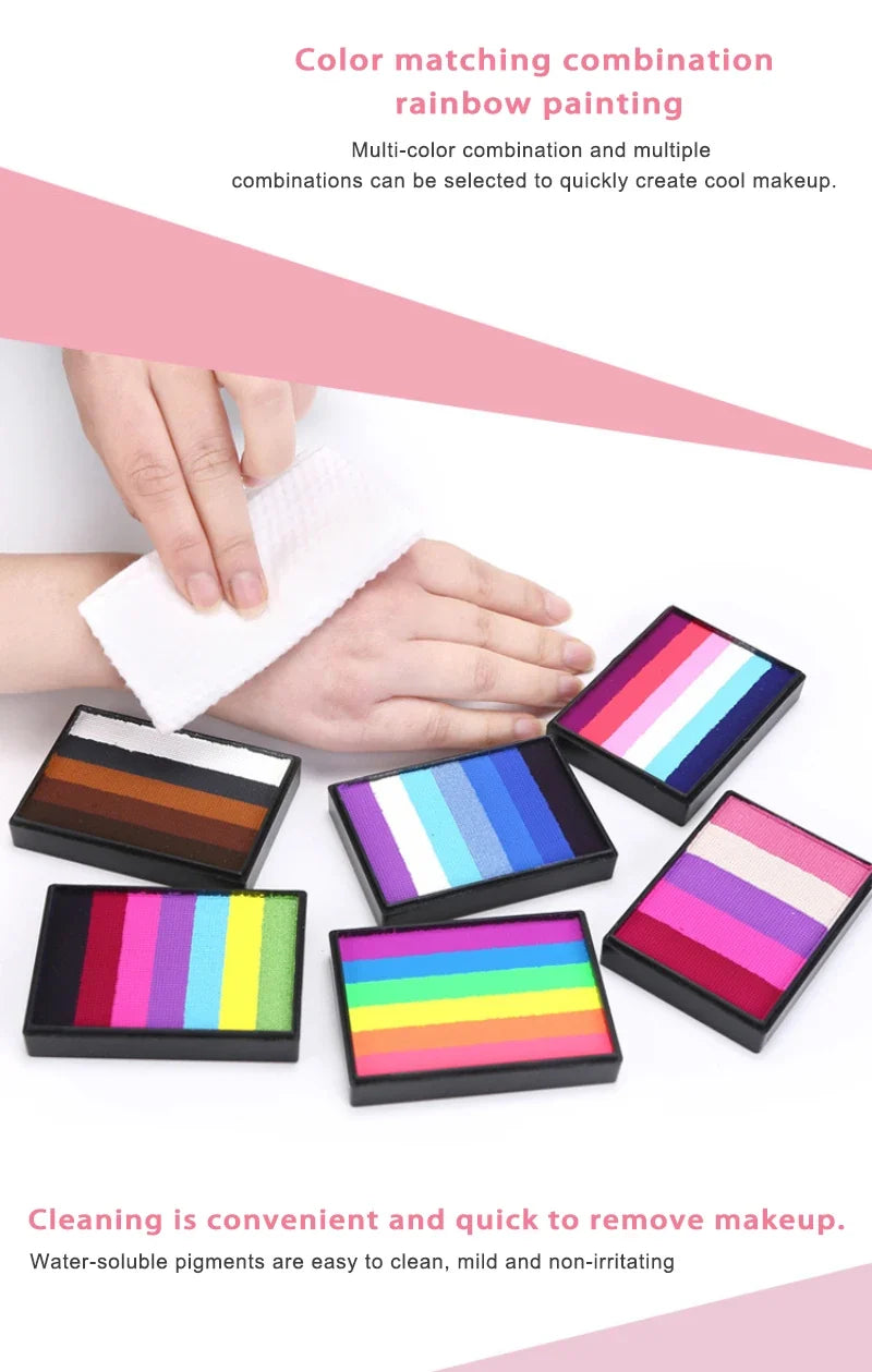 50g Facial and Body Paint Palette,Non-Toxic Rainbow Water-Soluble Body Paint for Rainbow Festival,Cosplay,Party,Art,Stage Makeup