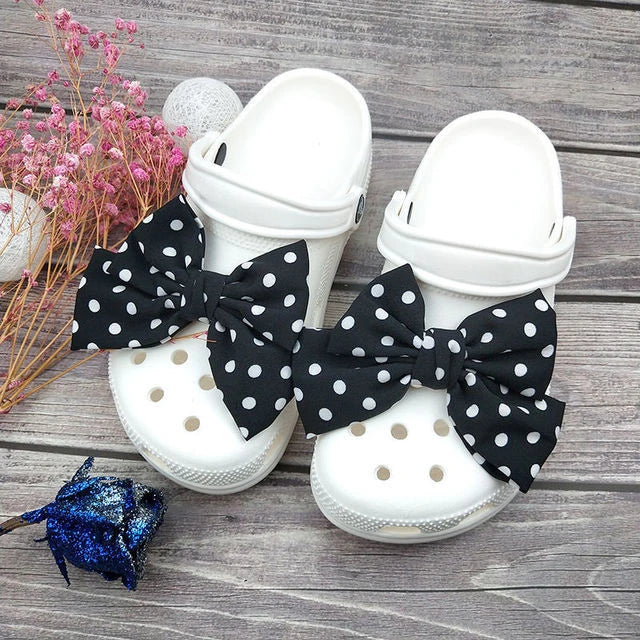 Cute Red Bow Shoe Charms for Crocs Designer DIY Bow-knot Wing Shoe Decorations High Quality Clogs Buckle Accessories New Fashion