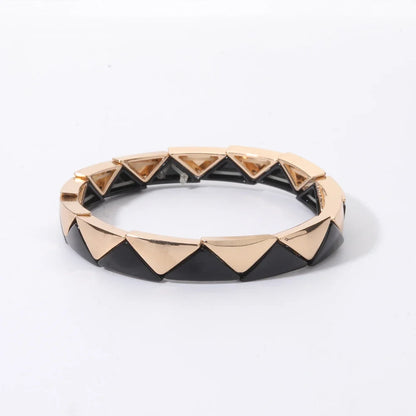 2026 New Black Gold Color Beaded Bangle for Women and Men Handmade Elastic hand Wrist Bracelets