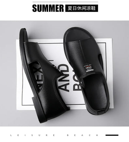 Brand Man Sandals Designer Fashion Leather Casual for Men Summer Comfortable Beach Slippers Outdoor Non-slip Men Sandalias 2026