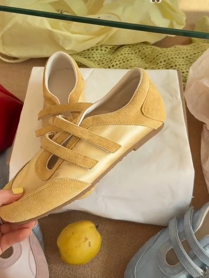 2026 Spring Autumn Women's Mary Janes | French Style Canvas Slip-on Flats | Wide Toe Box Velcro Soft Sole Casual Shoes