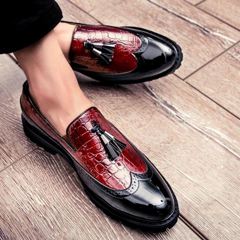 Men Loafers PU Splicing Tassel Decoration Low Heel Comfortable Classic Daily Business Men Shoes