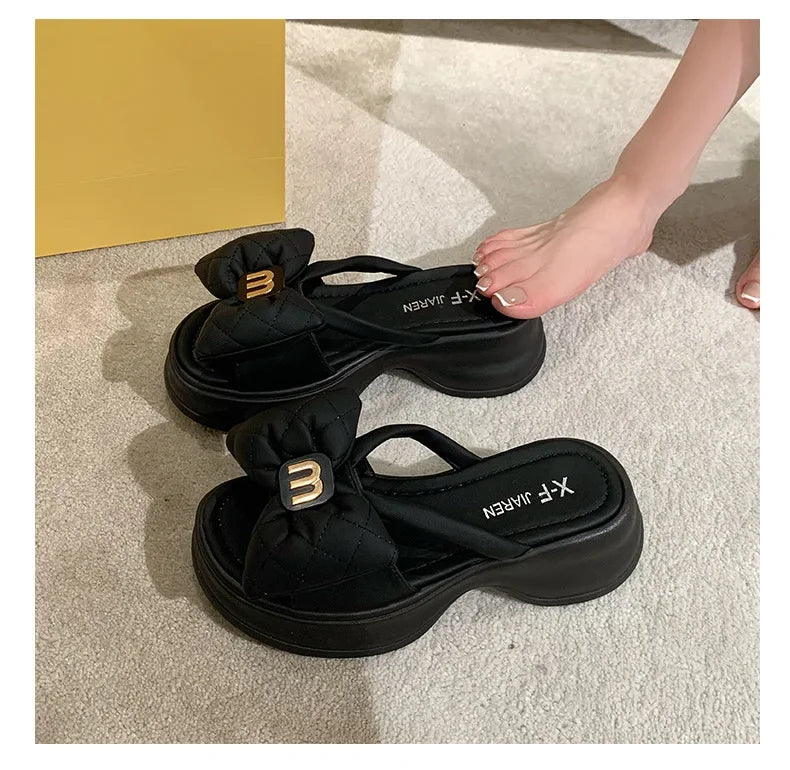 2024 summer New Fashion Women Shoes Slippers Comfortable Platform Shoe High Heels Leisure flower outdoor beach Slipper Women