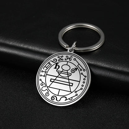 Dawapara Protection Secret Seal of Solomon Pendant Keychain Witchcraft Hexagram Wealth Fortune Amulet Stainless Steel Jewelry