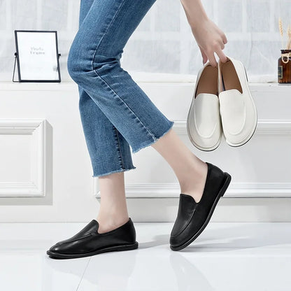 AIYUQI Loafers Women 2026 New Spring Round Toe One Foot Slip-on Shoes Women Genuine Leather Soft Flats Shoes Women