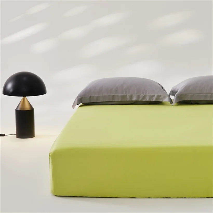 3pcs Set 100% Mulberry Silk Bed Sheet Set with 1pc Fitted Sheet and 2pcs Pillowcase Mattress Cover for Double King Queen Size